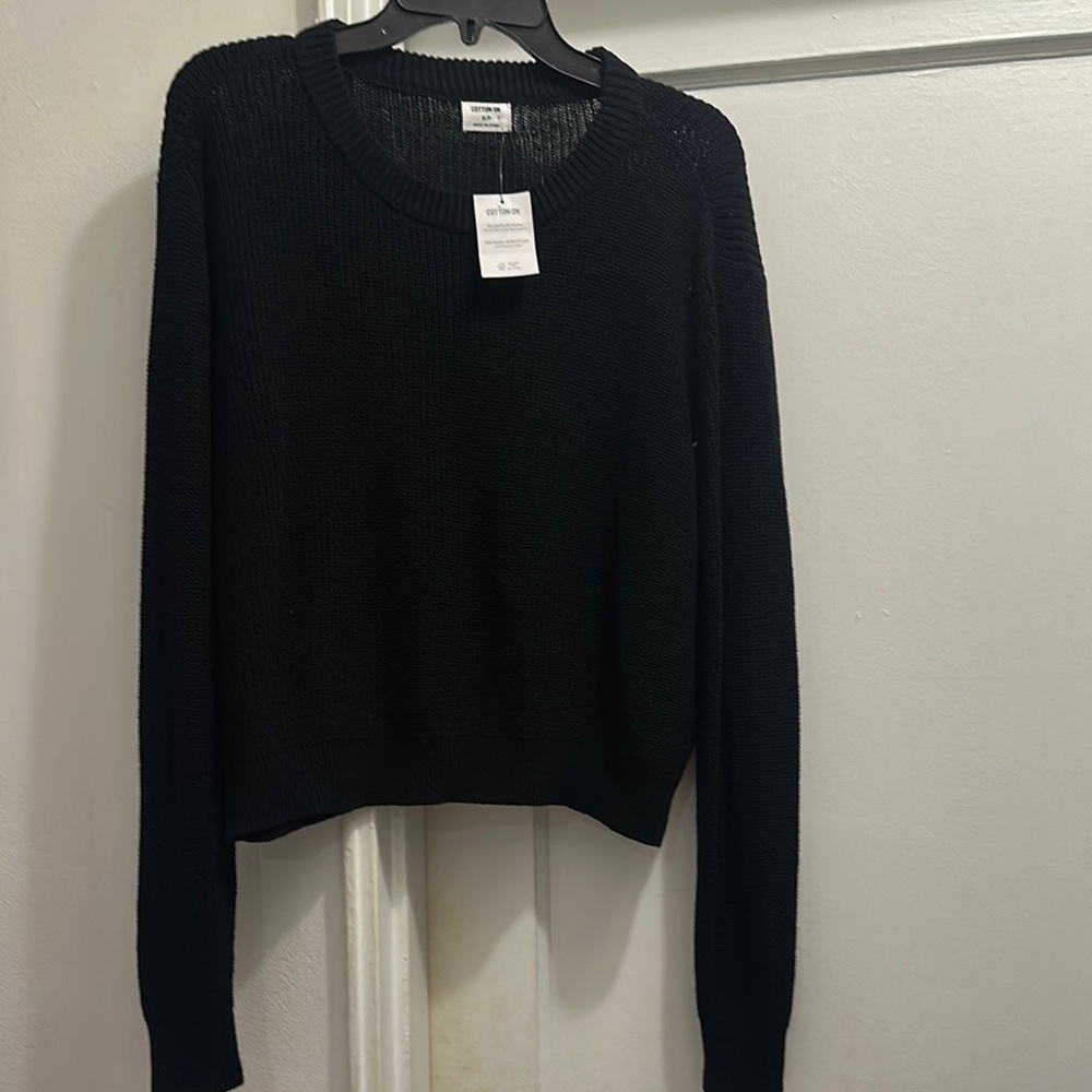 Cotton On Black Crew Neck Sweater Classic Knit